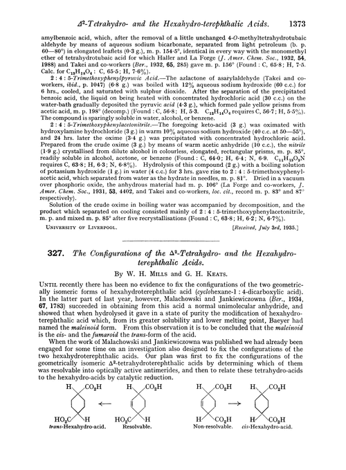 327. The configurations of the Δ2-tetrahydro- and the hexahydroterephthalic acids