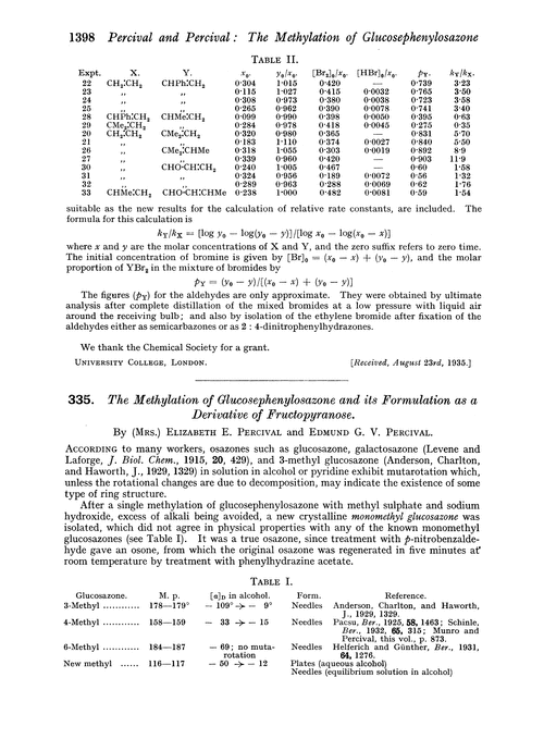 335. The methylation of glucosephenylosazone and its formulation as a derivative of fructopyranose