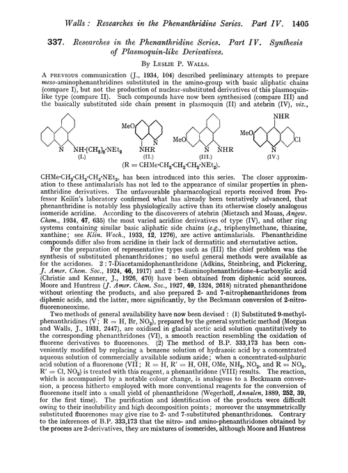 337. Researches in the phenanthridine series. Part IV. Synthesis of plasmoquin-like derivatives