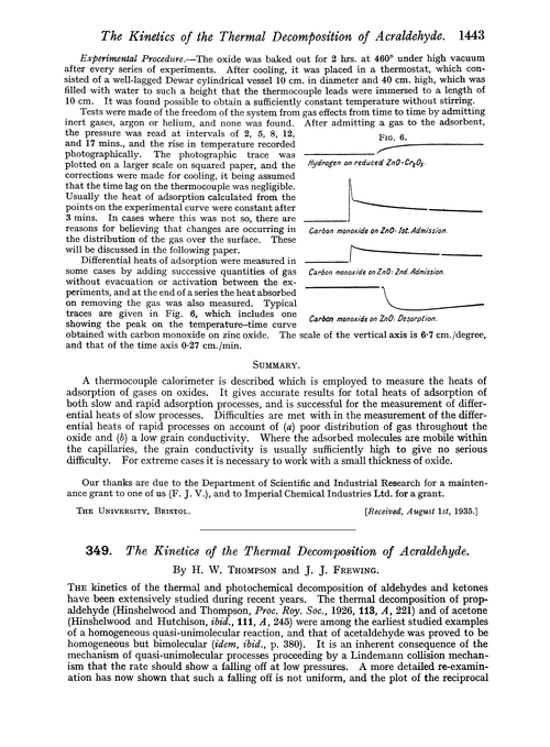349. The kinetics of the thermal decomposition of acraldehyde
