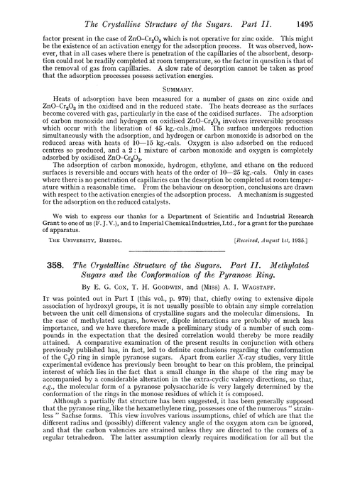 358. The crystalline structure of the sugars. Part II. Methylated sugars and the conformation of the pyranose ring