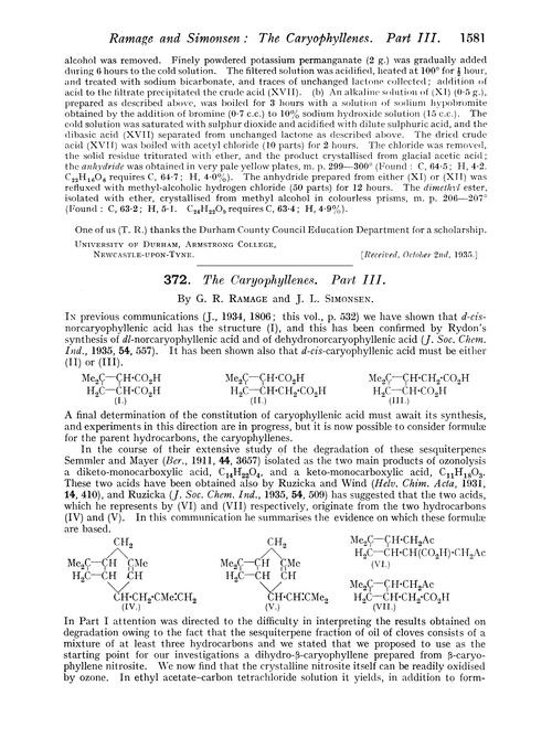 372. The caryophyllenes. Part III