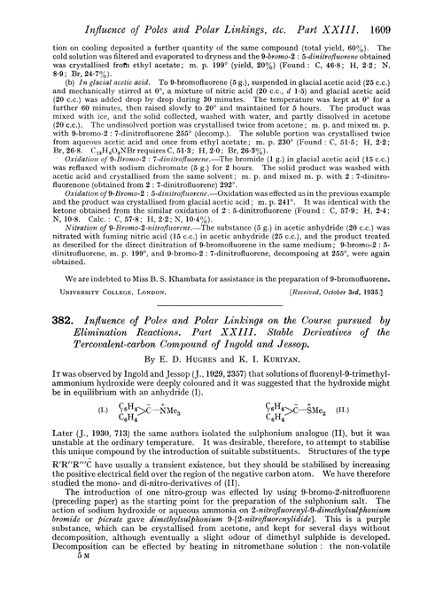 382. Influence of poles and polar linkings on the course pursued by elimination reactions. Part XXIII. Stable derivatives of the tercovalent-carbon compound of Ingold and Jessop