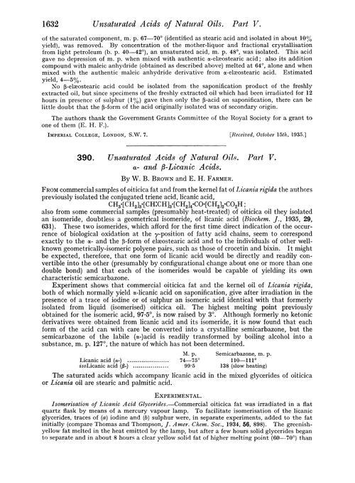 390. Unsaturated acids of natural oils. Part V. α- and β-Licanic acids