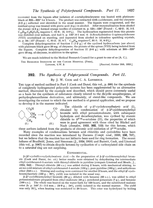 392. The synthesis of polyterpenoid compounds. Part II