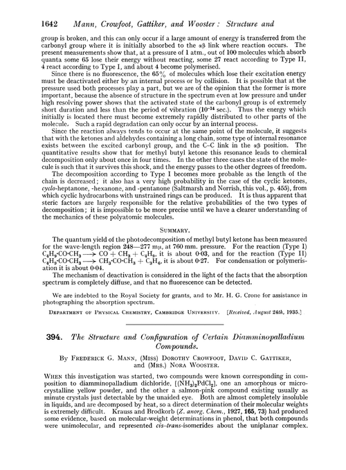 394. The structure and configuration of certain diamminopalladium compounds