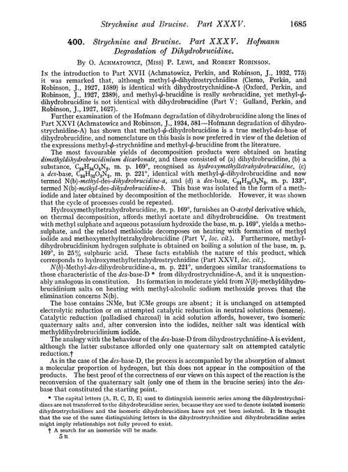 400. Strychnine and brucine. Part XXXV. Hofmann degradation of dihydrobrucidine