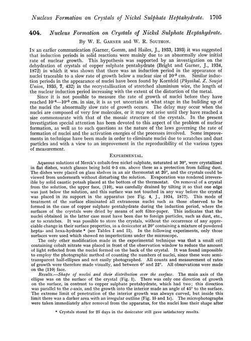 404. Nucleus formation on crystals of nickel sulphate heptahydrate