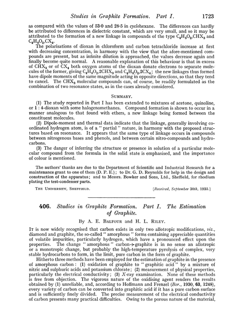 406. Studies in graphite formation. Part I. The estimation of graphite