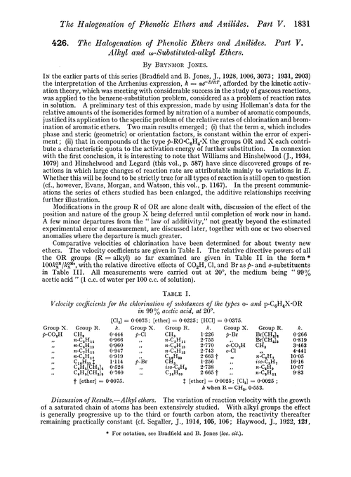 426. The halogenation of phenolic ethers and anilides. Part V. Alkyl and ω-substituted-alkyl ethers