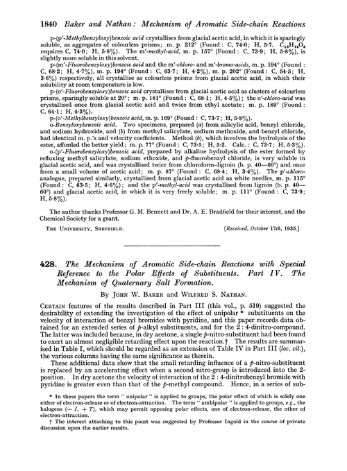 428. The mechanism of aromatic side-chain reactions with special reference to the polar effects of substituents. Part IV. The mechanism of quaternary salt formation