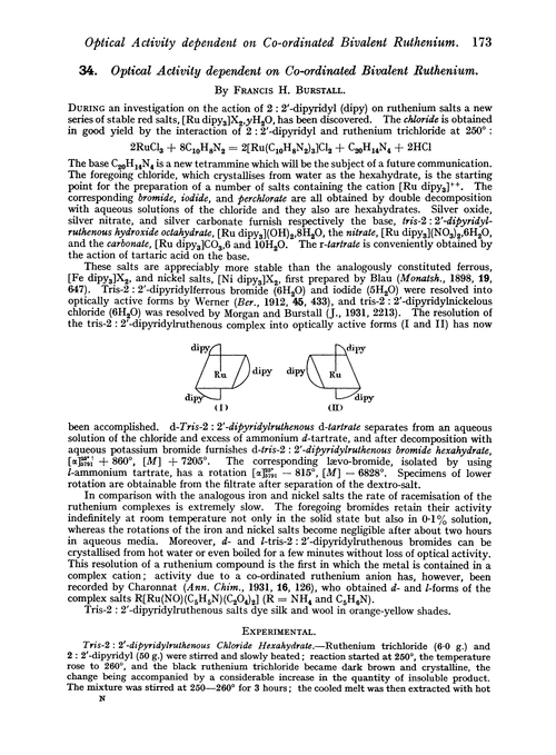 34. Optical activity dependent on co-ordinated bivalent ruthenium