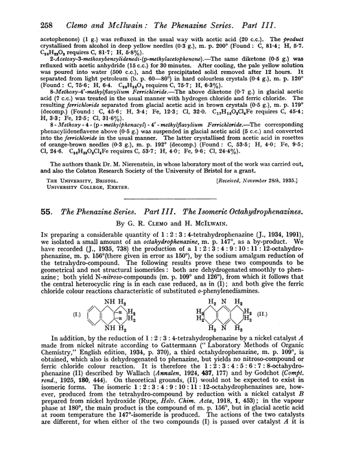 55. The phenazine series. Part III. The isomeric octahydrophenazines