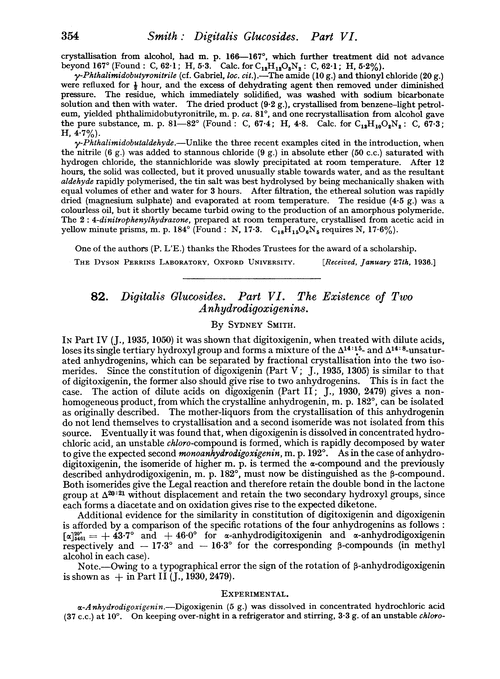 82. Digitalis glucosides. Part VI. The existence of two anhydrodigoxigenins