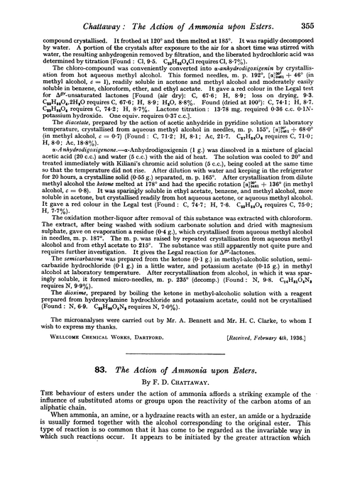 83. The action of ammonia upon esters