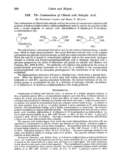 119. The condensation of chloral with salicylic acid