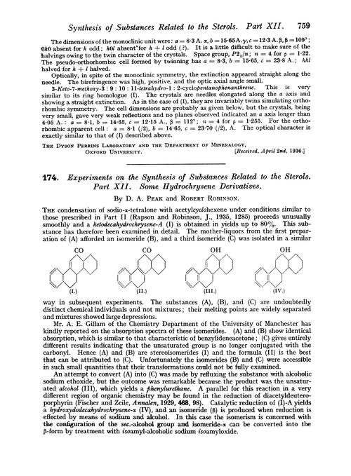 174. Experiments on the synthesis of substances related to the sterols. Part XII. Some hydrochrysene derivatives