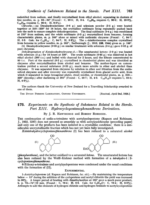 175. Experiments on the synthesis of substances related to the sterols. Part XIII. Hydrocyclopentanophenanthrene derivatives