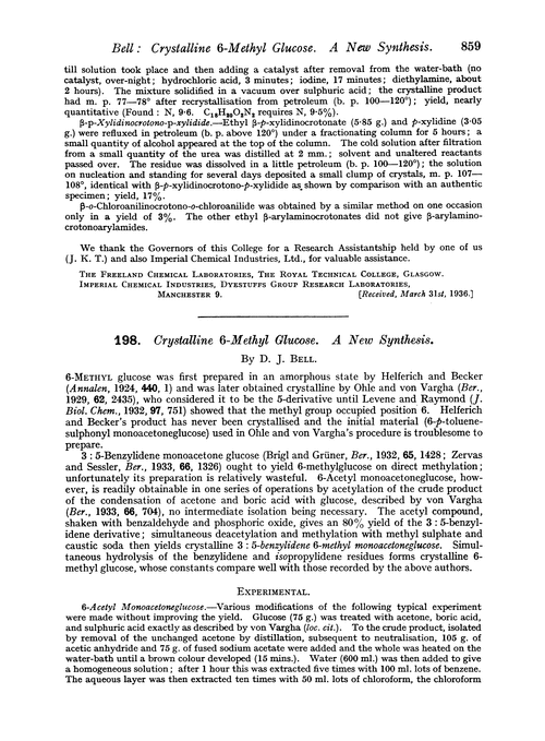 198. Crystalline 6-methyl glucose. A new synthesis