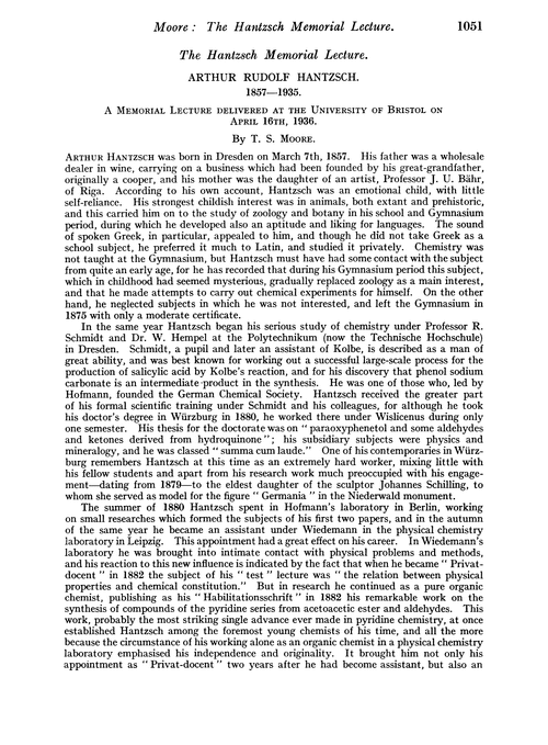 The Hantzsch memorial lecture