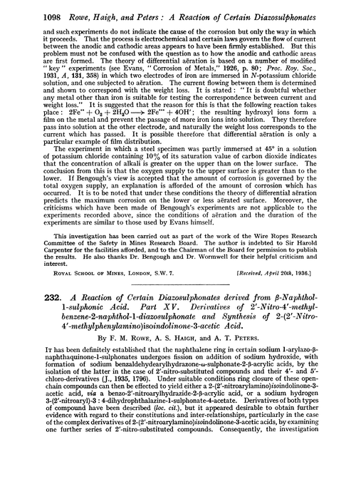 232. A reaction of certain diazosulphonates derived from β-naphthol-1-sulphonic acid. Part XV. Derivatives of 2′-nitro-4′-methyl-benzene-2-naphthol-1-diazosulphonate and synthesis of 2-(2′-nitro-4′-methylphenylamino)isoindolinone-3-acetic acid
