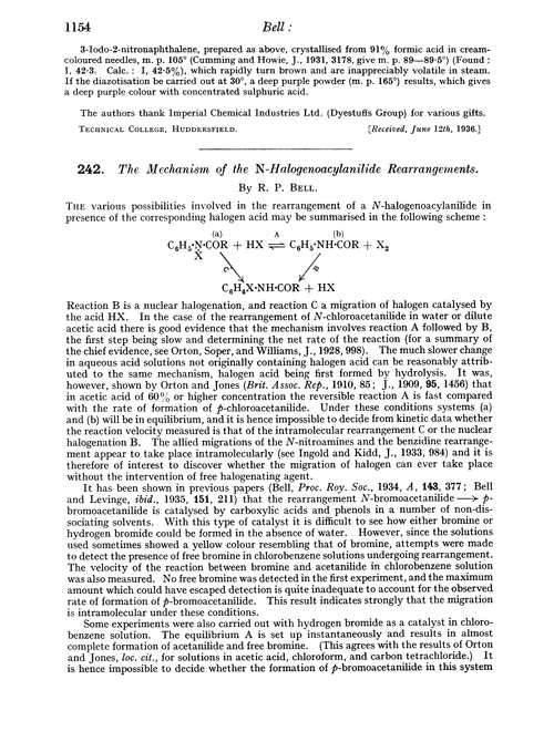 242. The mechanism of the N-halogenoacylanilide rearrangements