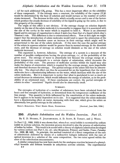 250. Aliphatic substitution and the Walden inversion. Part II
