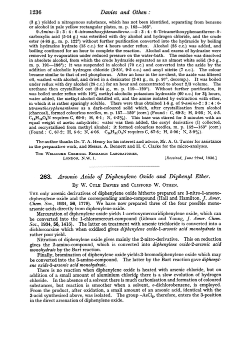 263. Arsonic acids of diphenylene oxide and diphenyl ether