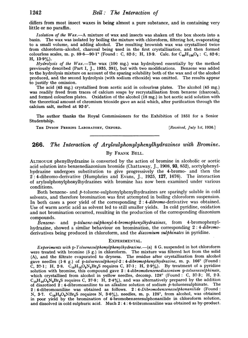 266. The interaction of arylsulphonylphenylhydrazines with bromine