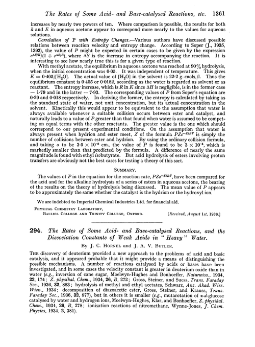 294. The rates of some acid- and base-catalysed reactions, and the dissociation constants of weak acids in “heavy” water