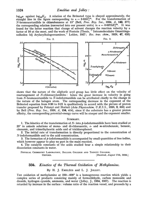 334. Kinetics of the thermal oxidation of methylamine
