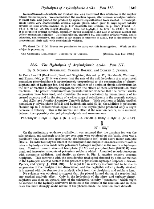 365. The hydrolysis of arylsulphuric acids. Part III