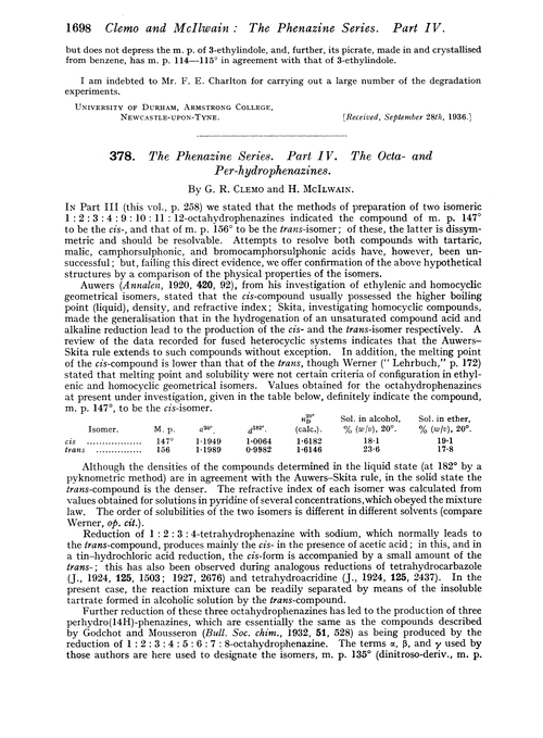 378. The phenazine series. Part IV. The octa- and per-hydrophenazines