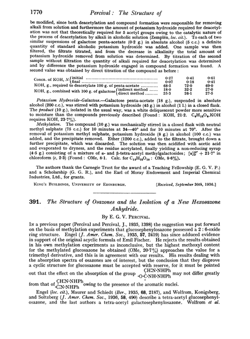 391. The structure of osazones and the isolation of a new hexosazone anhydride