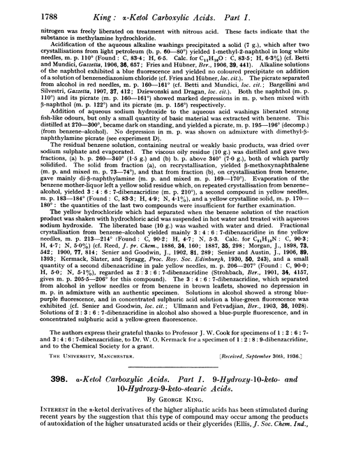 398. α-Ketol carboxylic acids. Part I. 9-Hydroxy-10-keto- and 10-hydroxy-9-keto-stearic acids