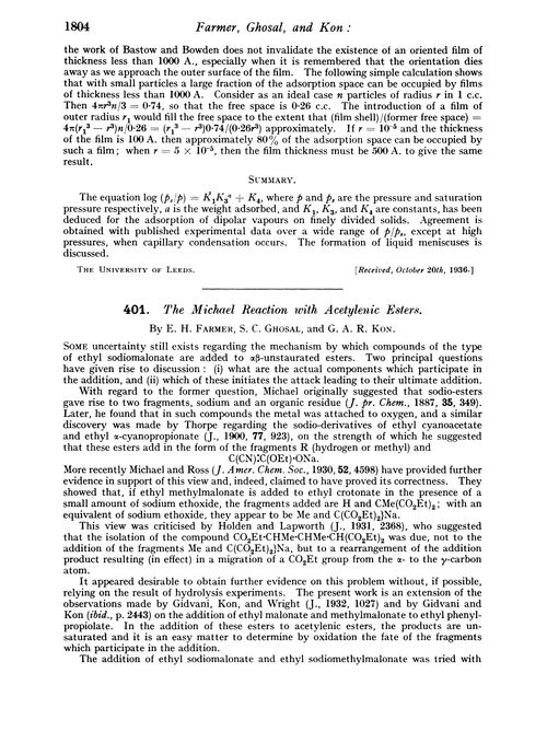 401. The Michael reaction with acetylenic esters