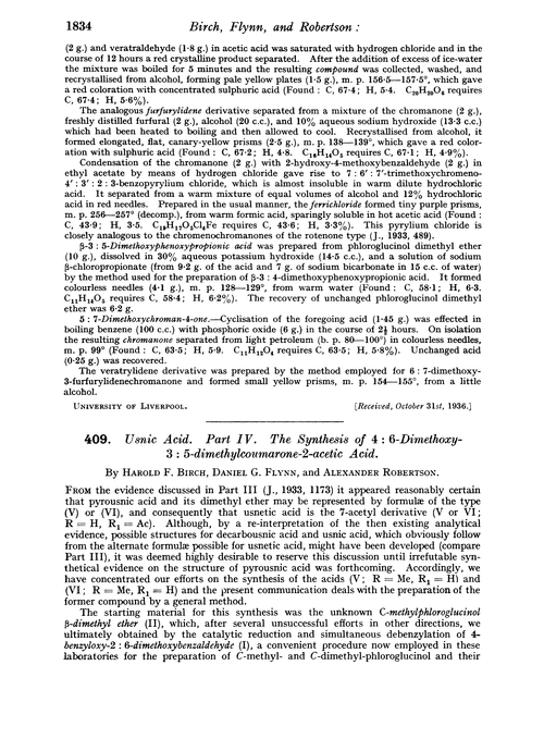 409. Usnic acid. Part IV. The synthesis of 4 : 6-dimethoxy-3 : 5-dimethylcoumarone-2-acetic acid