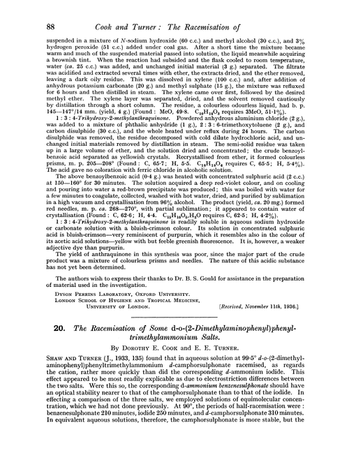20. The racemisation of some d-o-(2-dimethylaminophenyl)phenyltrimethylammonium salts