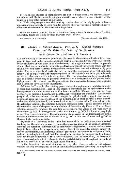 31. Studies in solvent action. Part XIII. Optical rotatory power and the refractive index of the medium