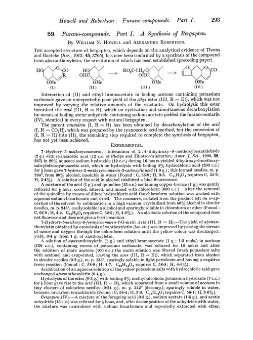 59. Furano-compounds. Part I. A synthesis of bergapten