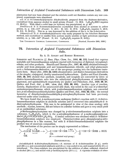 75. Interaction of arylated unsaturated substances with diazonium salts