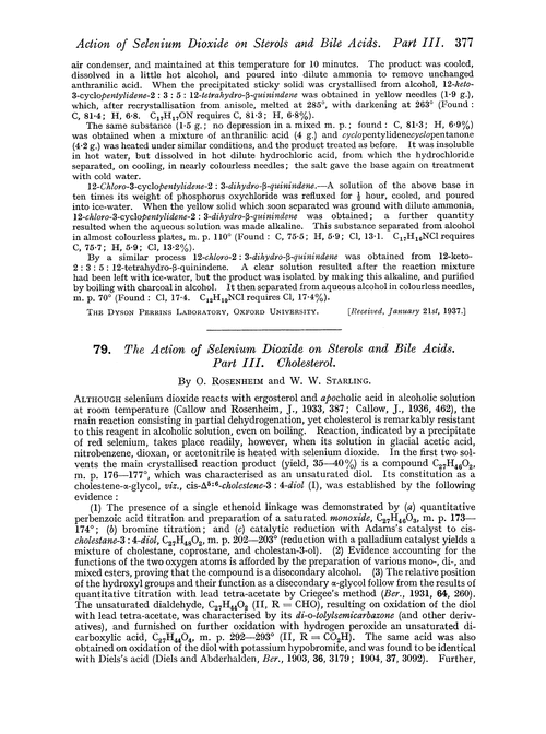 79. The action of selenium dioxide on sterols and bile acids. Part III. Cholesterol