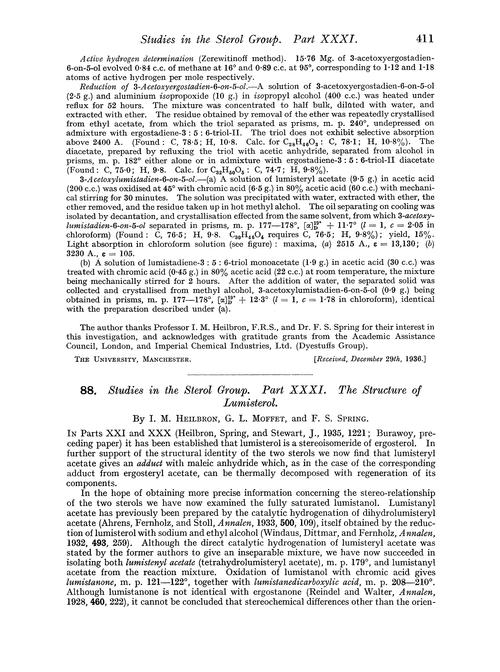 88. Studies in the sterol group. Part XXXI. The structure of lumisterol