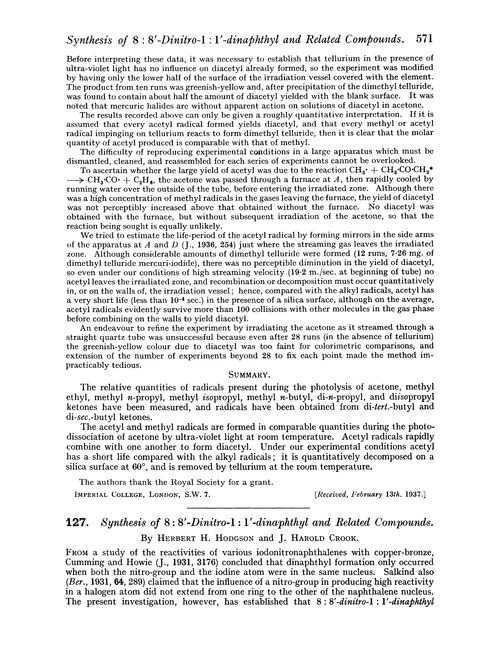 127. Synthesis of 8 : 8′-dinitro-1 : 1′-dinaphthyl and related compounds