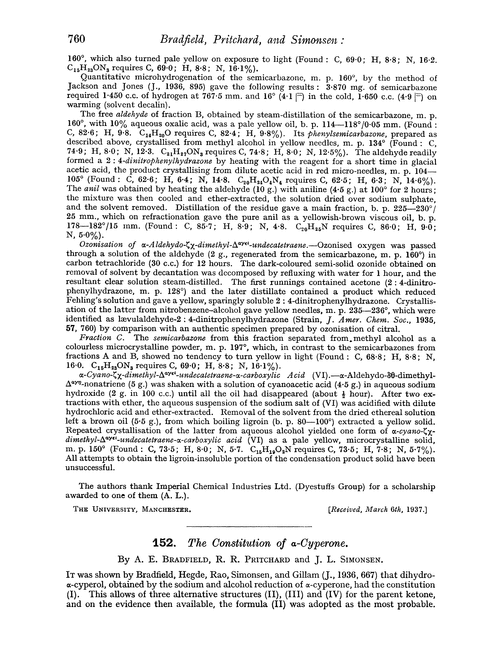 152. The constitution of α-cyperone