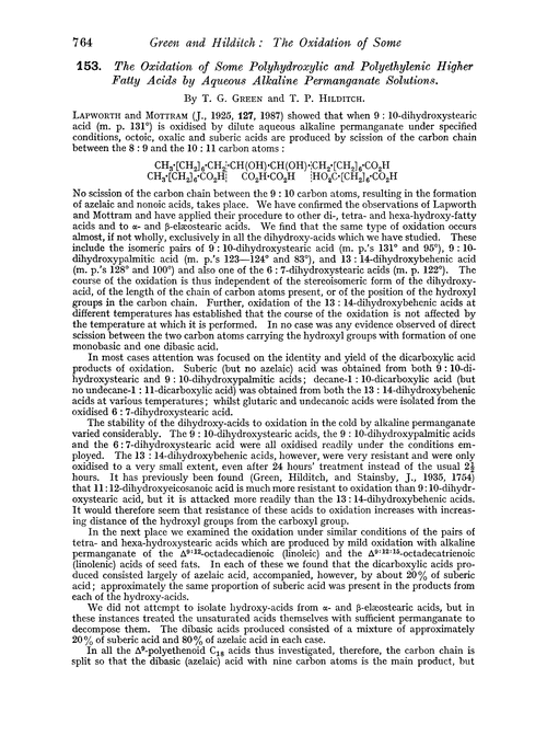 153. The oxidation of some polyhydroxylic and polyethylenic higher fatty acids by aqueous alkaline permanganate solutions