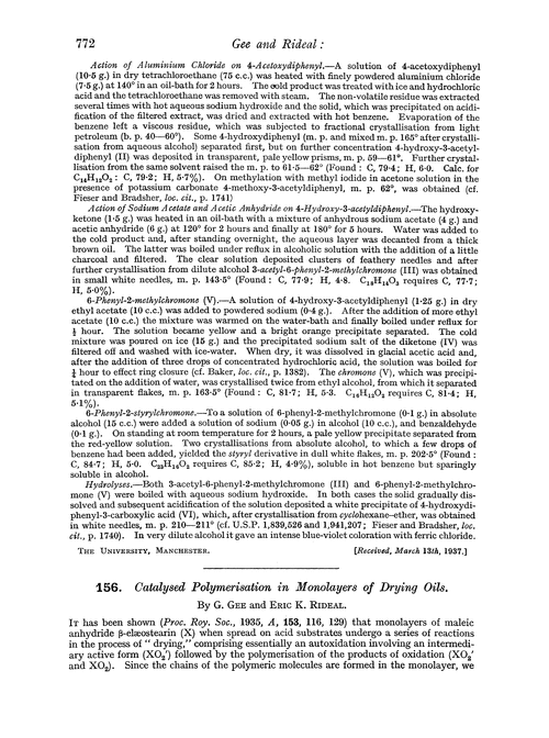 156. Catalysed polymerisation in monolayers of drying oils