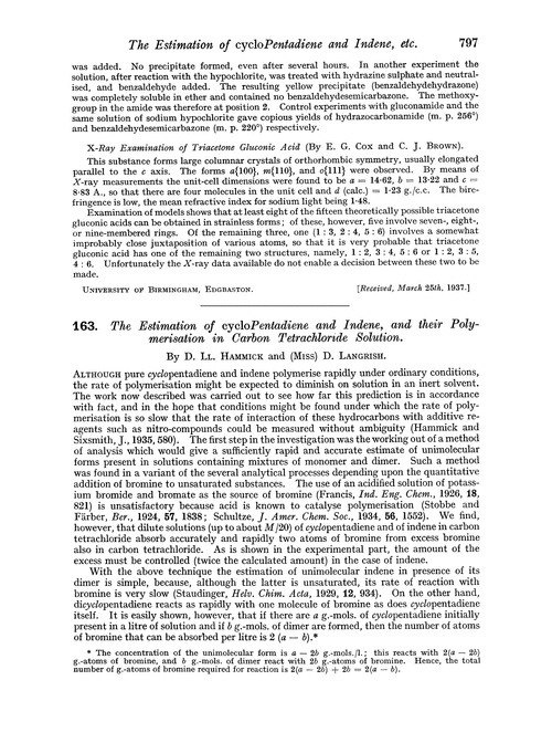 163. The estimation of cyclopentadiene and indene, and their polymerisation in carbon tetrachloride solution