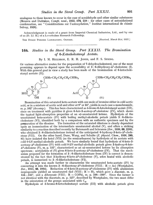 164. Studies in the sterol group. Part XXXII. The bromination of 6-ketocholestanyl acetate