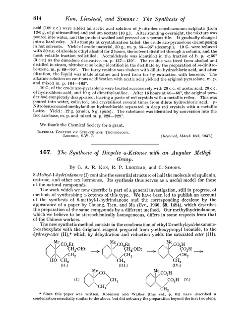 167. The synthesis of dicyclic α-ketones with an angular methyl group